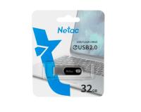 Флешка USB 32Gb Netac U278, USB 2.0, металл, серебристый, черная вставка