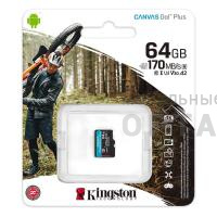Карта памяти MicroSD 64 Гб Kingston Class 10 Canvas Go Plus UHS-I U3 V30 A2 (170/70 Mb/s) без адаптера Карта памяти MicroSD 64 Гб Kingston Class 10 Canvas Go Plus UHS-I U3 V30 A2 (170/70 Mb/s) без адаптера
