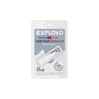 Флешка USB 8 Гб Exployd 620, USB2.0, пластик, белый