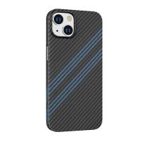 Чехол HOCO Cave Kevlar Texture MagSafe для iPhone 14 Pro Max, черный, синяя вставка