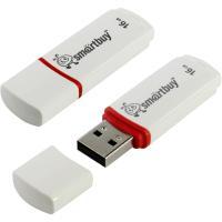 Флешка USB 16 Гб SmartBuy Crown, USB2.0, пластик, белый