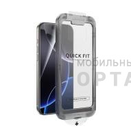 Стекло защитное, KEEPHONE QUICK FIT 3D БЕЗ РАМКИ FULL GLUE САМОКЛЕЯЩИЙСЯ GLASS iPhone 16/iPhone 15
