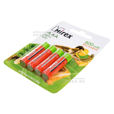 Аккумулятор Ni-MH Mirex HR03 / AAA 800mAh 1,2V 4 шт (4/40/200), ecopack