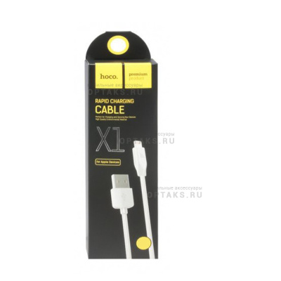 Кабель USB to Lightning HOCO X1 Rapid, 1m, 2.4A,  белый