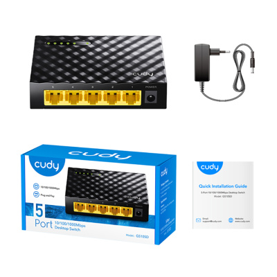 Коммутатор CUDY GS105D неуправляемый, 5-портовый гигабитный настольный (1/100)