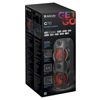 Аудио колонка беспроводная DEFENDER G78 70Вт, BT/FM/TF/USB/MIC/Light (1/2)