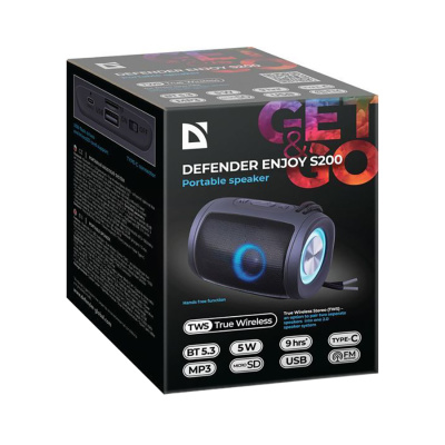 Аудио колонка беспроводная Defender Enjoy S200 5Вт,Light/BT/FM/USB/TF/1200мАч (1/30)