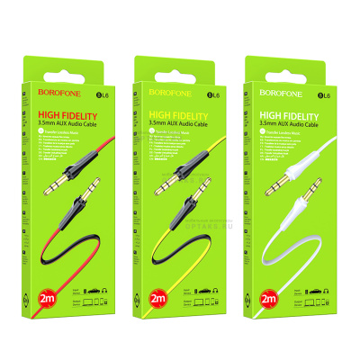 Кабель AUX, Jack 3,5mm(m)-Jack 3,5mm(m) Borofone BL6, 1m, красный