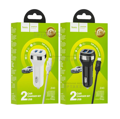 АЗУ HOCO Z40, Superior, кабель USB to Micro,  черный