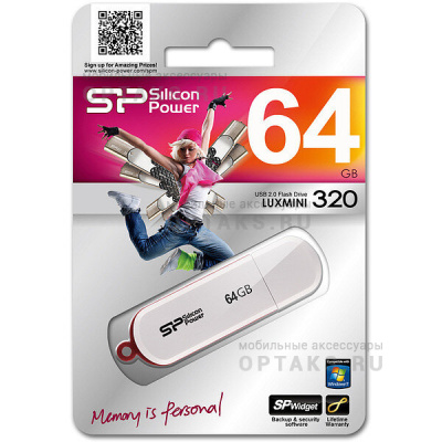 Флешка USB 64 Гб Silicon Power  LuxMini 320  белый